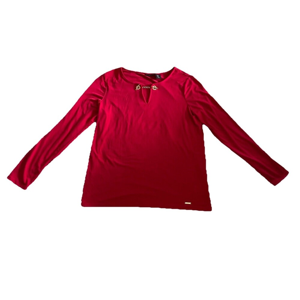 Tahari Top Blouse Women’s Long Sleeve Medium Red